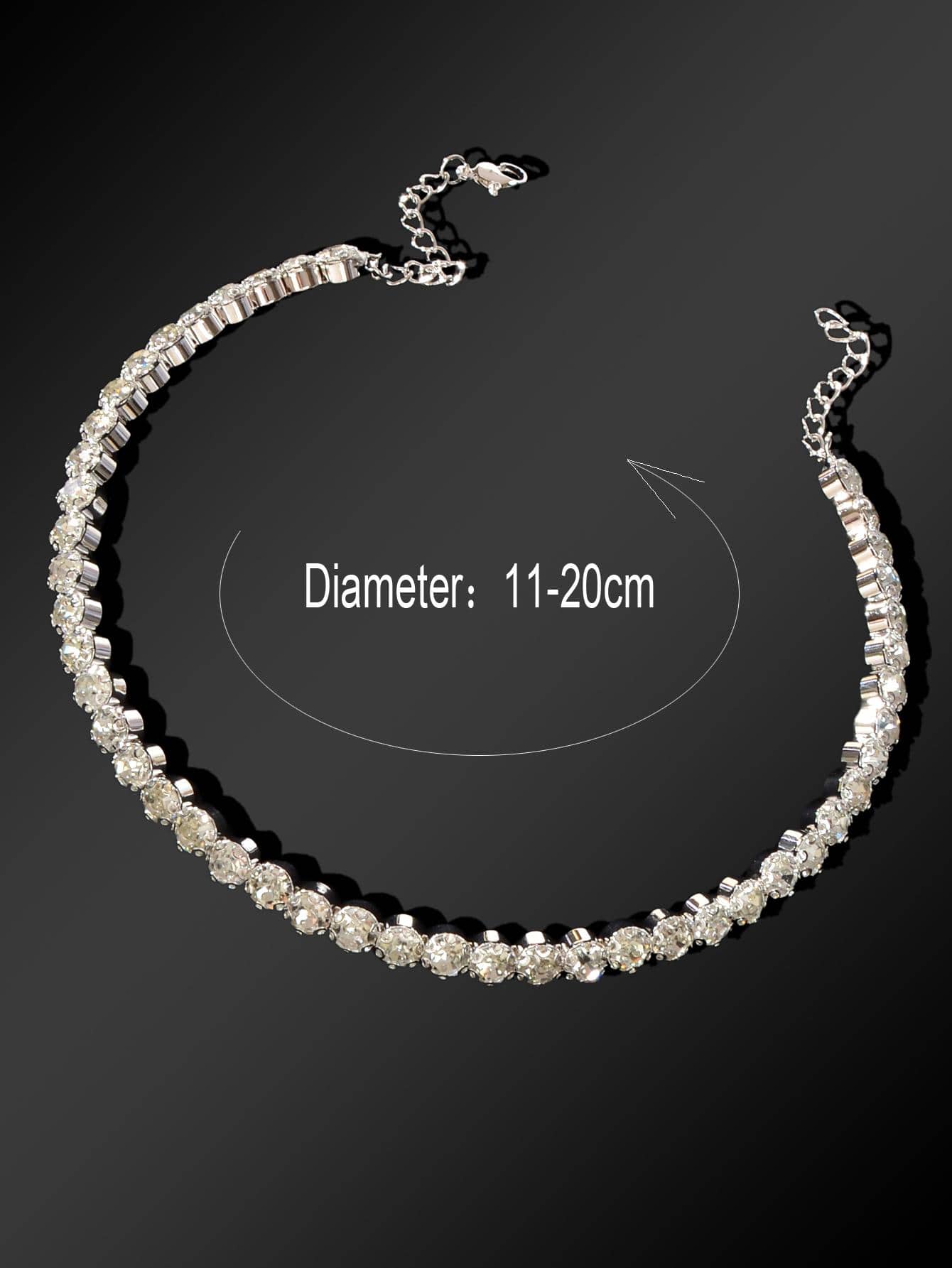 Silver Short Necklace Full Diamond Embellishment Choker-2